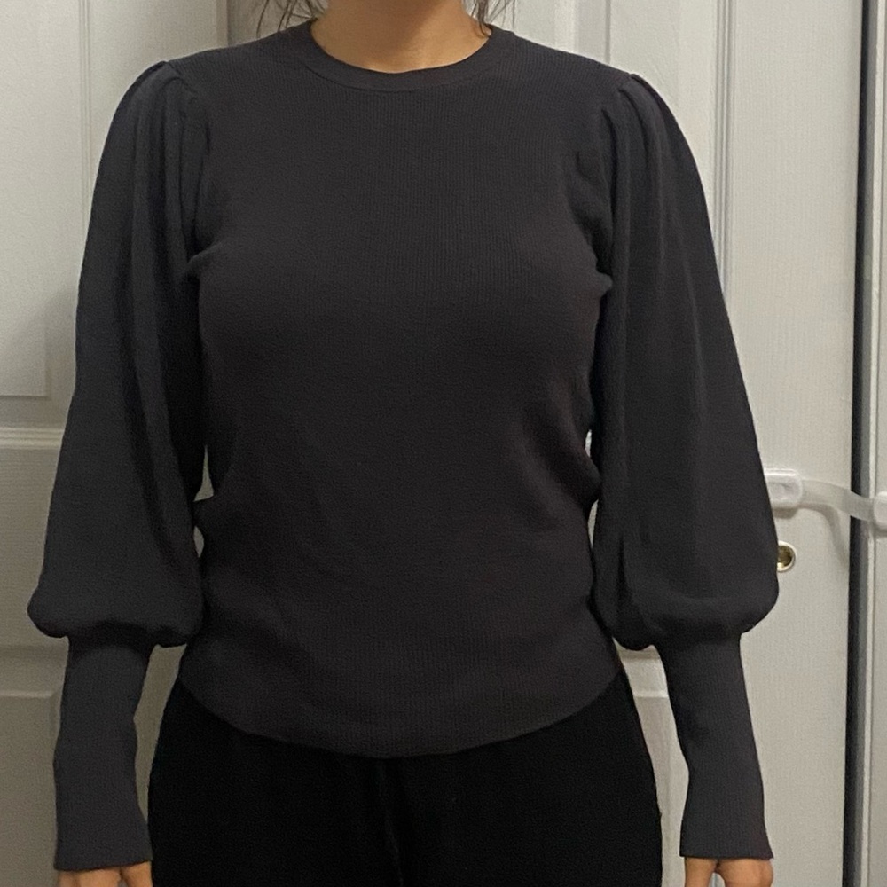 Ann Taylor Charcoal Long Sleeve Top
